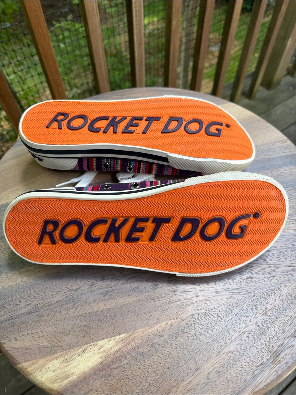 Rocket Dog Women's Striped Canvas Sneakers in Purple, Pink, Teal - Picture 6 of 9